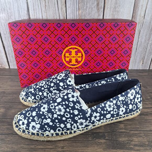 Tory Burch Shoes - Tory Burch Risa Espadrille Slip On Loafer Women's Sz 9 Navy Ivory Lovers Floral